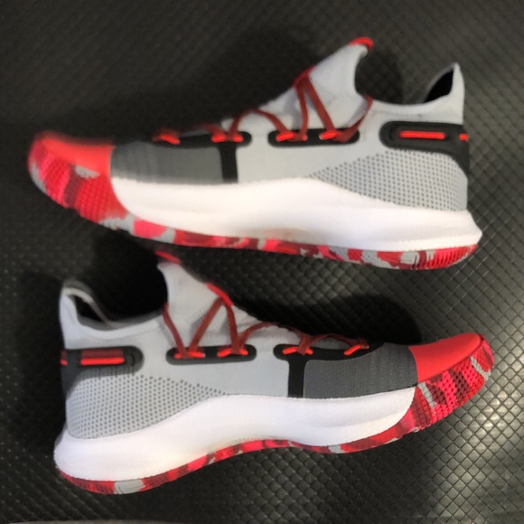 Under Armour Curry 6 Grey Grimson Mens Basketball Shoes - Picture 5 of 10